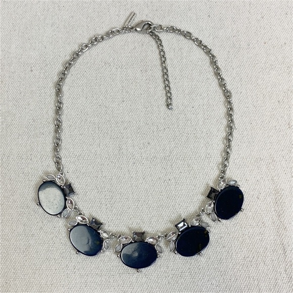 Lane Bryant Blue Statement necklace rhinestone clusters - Picture 4 of 6